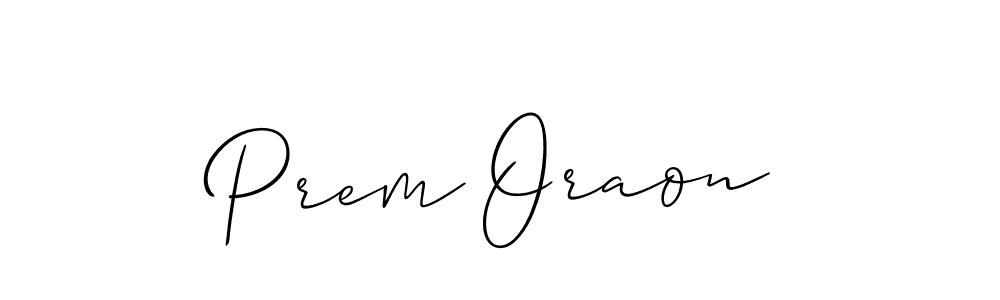 Allison_Script is a professional signature style that is perfect for those who want to add a touch of class to their signature. It is also a great choice for those who want to make their signature more unique. Get Prem Oraon name to fancy signature for free. Prem Oraon signature style 2 images and pictures png