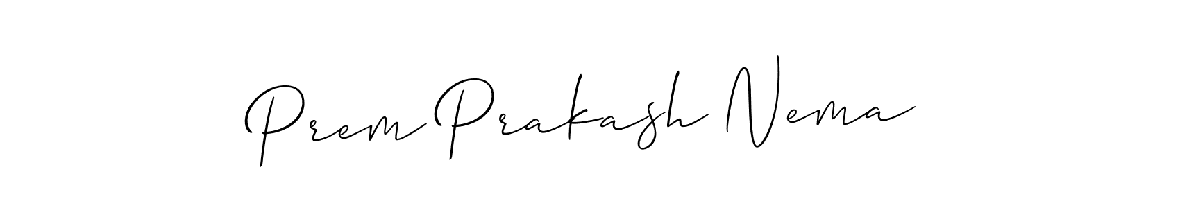 Similarly Allison_Script is the best handwritten signature design. Signature creator online .You can use it as an online autograph creator for name Prem Prakash Nema. Prem Prakash Nema signature style 2 images and pictures png