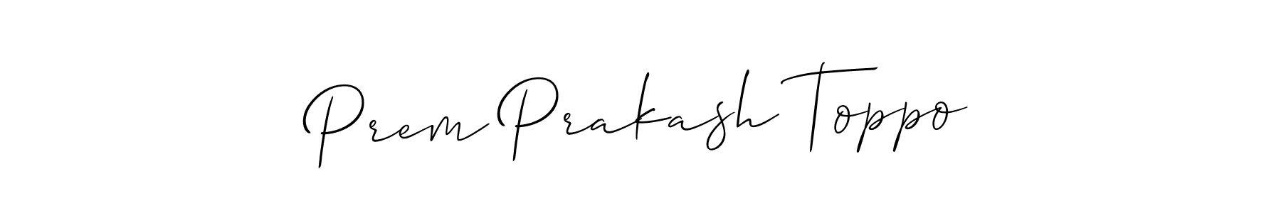 Similarly Allison_Script is the best handwritten signature design. Signature creator online .You can use it as an online autograph creator for name Prem Prakash Toppo. Prem Prakash Toppo signature style 2 images and pictures png
