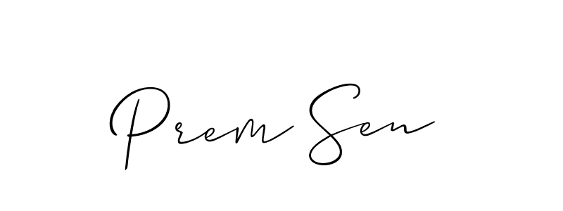 Make a beautiful signature design for name Prem Sen. With this signature (Allison_Script) style, you can create a handwritten signature for free. Prem Sen signature style 2 images and pictures png