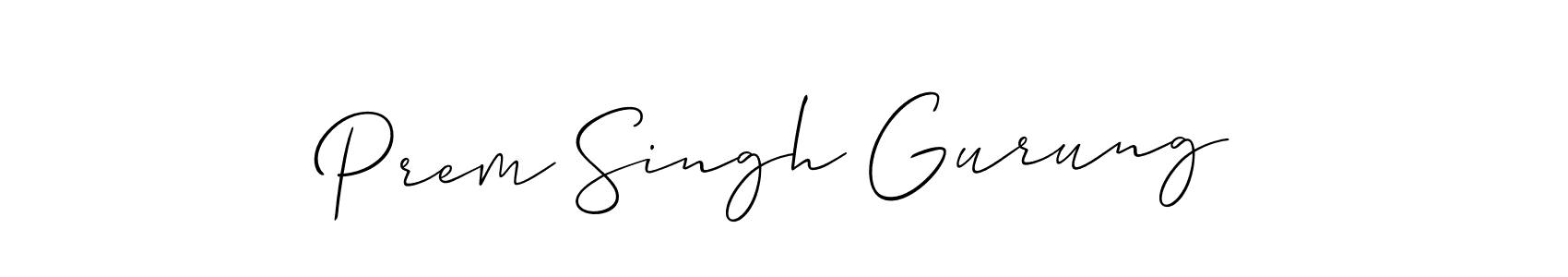 Use a signature maker to create a handwritten signature online. With this signature software, you can design (Allison_Script) your own signature for name Prem Singh Gurung. Prem Singh Gurung signature style 2 images and pictures png