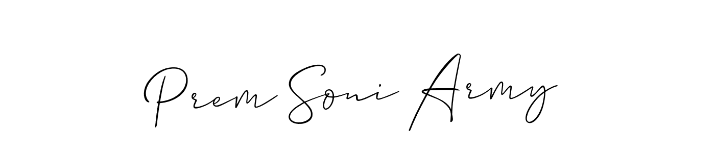 Similarly Allison_Script is the best handwritten signature design. Signature creator online .You can use it as an online autograph creator for name Prem Soni Army. Prem Soni Army signature style 2 images and pictures png