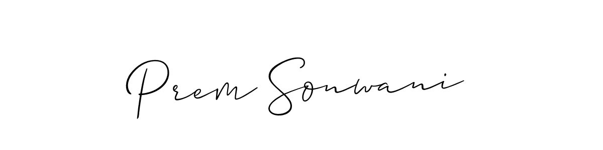 Allison_Script is a professional signature style that is perfect for those who want to add a touch of class to their signature. It is also a great choice for those who want to make their signature more unique. Get Prem Sonwani name to fancy signature for free. Prem Sonwani signature style 2 images and pictures png