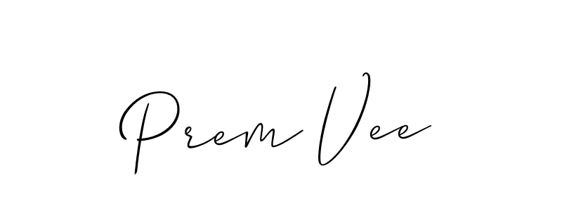 Prem Vee stylish signature style. Best Handwritten Sign (Allison_Script) for my name. Handwritten Signature Collection Ideas for my name Prem Vee. Prem Vee signature style 2 images and pictures png