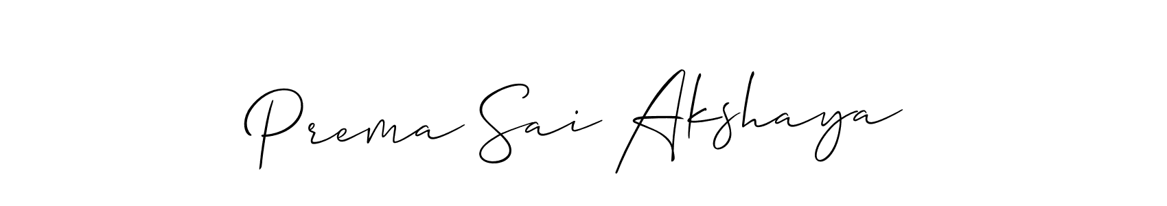 How to make Prema Sai Akshaya name signature. Use Allison_Script style for creating short signs online. This is the latest handwritten sign. Prema Sai Akshaya signature style 2 images and pictures png