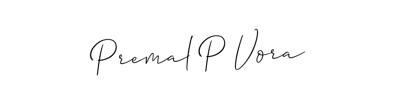 Use a signature maker to create a handwritten signature online. With this signature software, you can design (Allison_Script) your own signature for name Premal P Vora. Premal P Vora signature style 2 images and pictures png