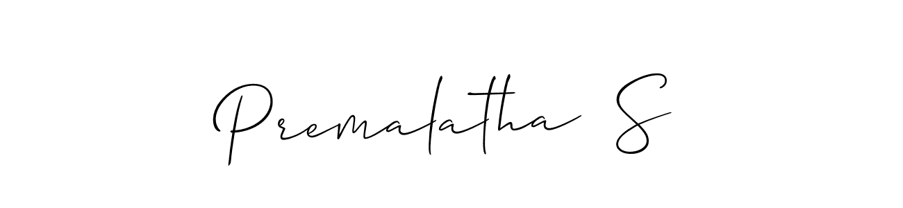 if you are searching for the best signature style for your name Premalatha  S. so please give up your signature search. here we have designed multiple signature styles  using Allison_Script. Premalatha  S signature style 2 images and pictures png
