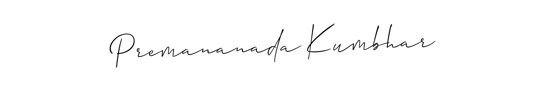 How to make Premananada Kumbhar name signature. Use Allison_Script style for creating short signs online. This is the latest handwritten sign. Premananada Kumbhar signature style 2 images and pictures png