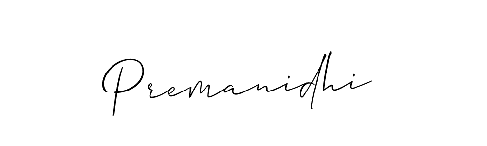 Make a beautiful signature design for name Premanidhi. With this signature (Allison_Script) style, you can create a handwritten signature for free. Premanidhi signature style 2 images and pictures png