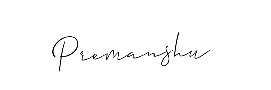 Create a beautiful signature design for name Premanshu. With this signature (Allison_Script) fonts, you can make a handwritten signature for free. Premanshu signature style 2 images and pictures png