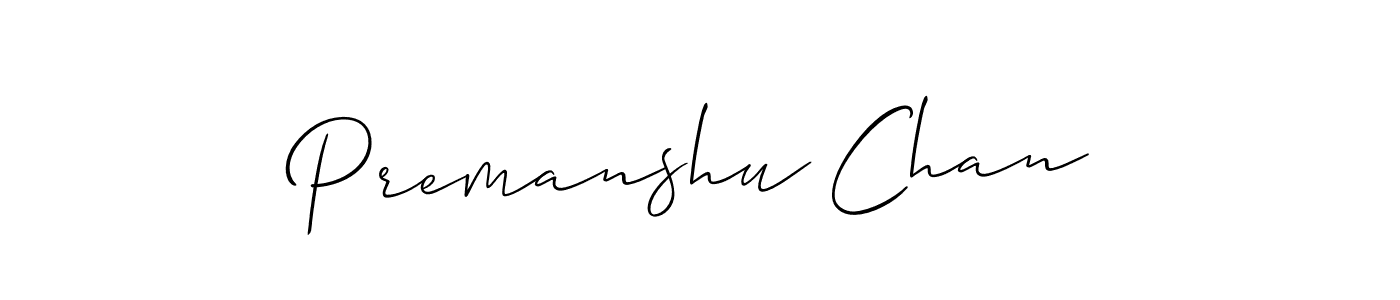 Create a beautiful signature design for name Premanshu Chan. With this signature (Allison_Script) fonts, you can make a handwritten signature for free. Premanshu Chan signature style 2 images and pictures png