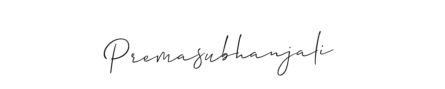 How to make Premasubhanjali signature? Allison_Script is a professional autograph style. Create handwritten signature for Premasubhanjali name. Premasubhanjali signature style 2 images and pictures png