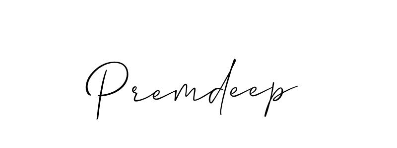 Design your own signature with our free online signature maker. With this signature software, you can create a handwritten (Allison_Script) signature for name Premdeep. Premdeep signature style 2 images and pictures png