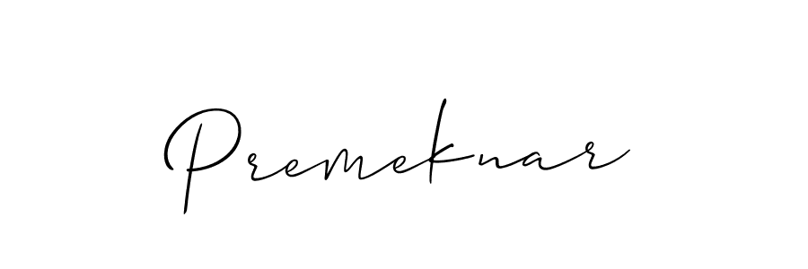 The best way (Allison_Script) to make a short signature is to pick only two or three words in your name. The name Premeknar include a total of six letters. For converting this name. Premeknar signature style 2 images and pictures png