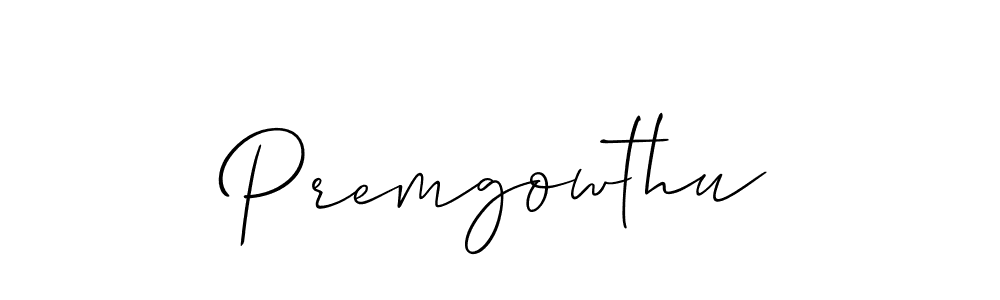 How to make Premgowthu name signature. Use Allison_Script style for creating short signs online. This is the latest handwritten sign. Premgowthu signature style 2 images and pictures png