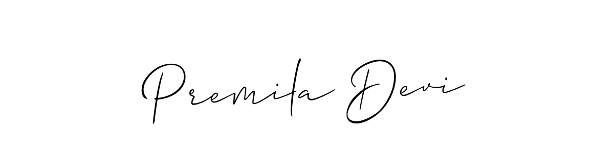 The best way (Allison_Script) to make a short signature is to pick only two or three words in your name. The name Premila Devi include a total of six letters. For converting this name. Premila Devi signature style 2 images and pictures png