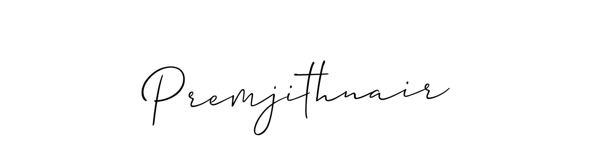 if you are searching for the best signature style for your name Premjithnair. so please give up your signature search. here we have designed multiple signature styles  using Allison_Script. Premjithnair signature style 2 images and pictures png