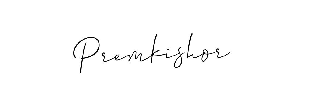 Use a signature maker to create a handwritten signature online. With this signature software, you can design (Allison_Script) your own signature for name Premkishor. Premkishor signature style 2 images and pictures png
