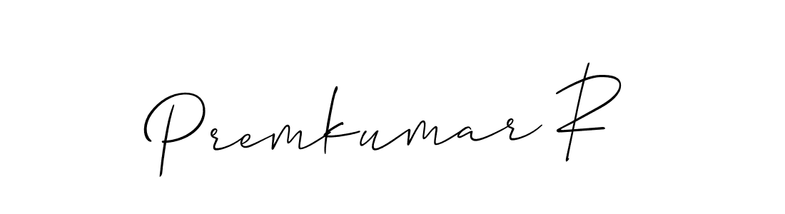 if you are searching for the best signature style for your name Premkumar R. so please give up your signature search. here we have designed multiple signature styles  using Allison_Script. Premkumar R signature style 2 images and pictures png