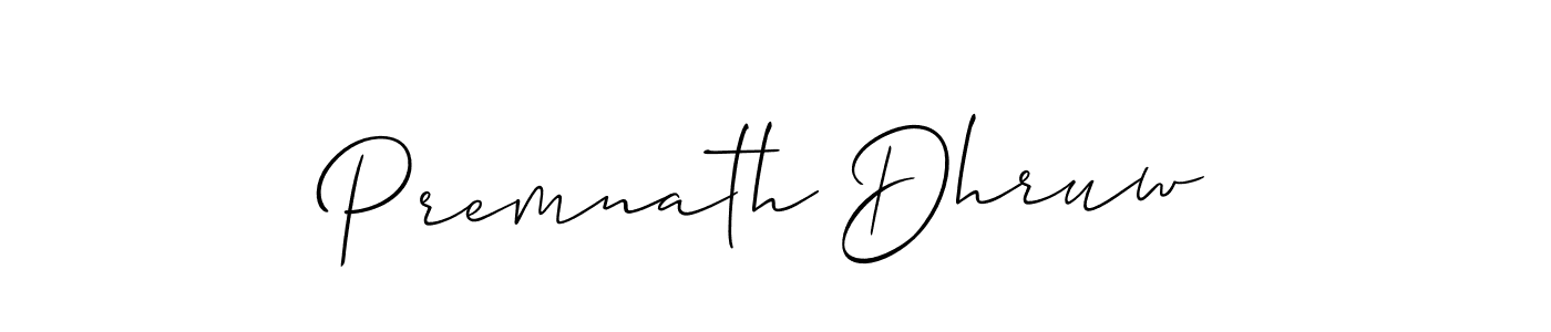 The best way (Allison_Script) to make a short signature is to pick only two or three words in your name. The name Premnath Dhruw include a total of six letters. For converting this name. Premnath Dhruw signature style 2 images and pictures png