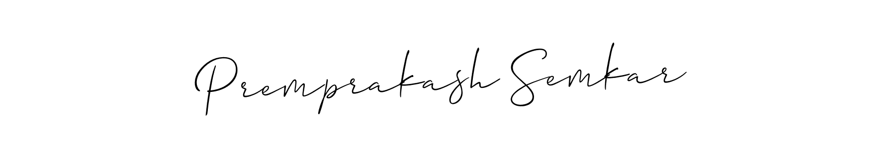 This is the best signature style for the Premprakash Semkar name. Also you like these signature font (Allison_Script). Mix name signature. Premprakash Semkar signature style 2 images and pictures png