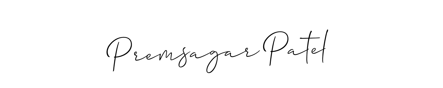 Make a beautiful signature design for name Premsagar Patel. With this signature (Allison_Script) style, you can create a handwritten signature for free. Premsagar Patel signature style 2 images and pictures png