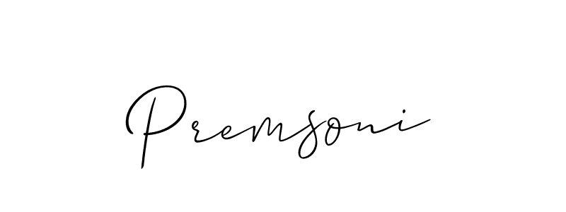 How to Draw Premsoni signature style? Allison_Script is a latest design signature styles for name Premsoni. Premsoni signature style 2 images and pictures png