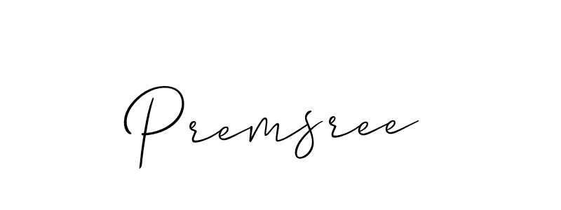 Premsree stylish signature style. Best Handwritten Sign (Allison_Script) for my name. Handwritten Signature Collection Ideas for my name Premsree. Premsree signature style 2 images and pictures png