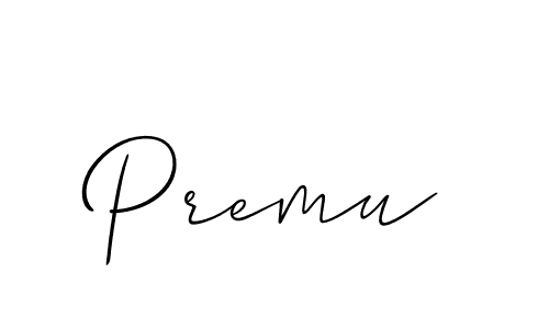 Design your own signature with our free online signature maker. With this signature software, you can create a handwritten (Allison_Script) signature for name Premu. Premu signature style 2 images and pictures png