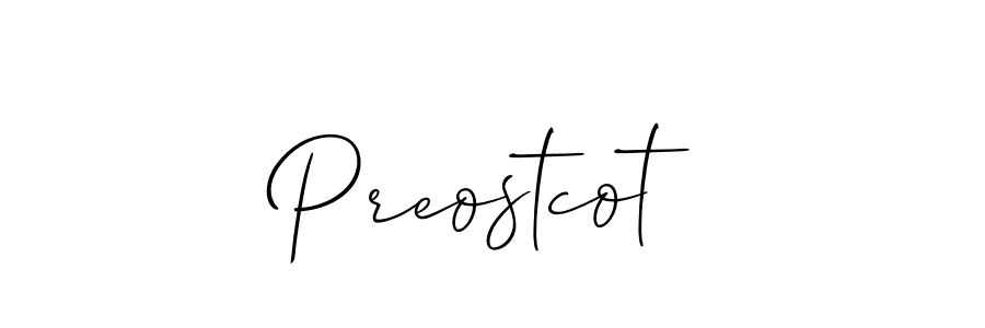 Make a beautiful signature design for name Preostcot. With this signature (Allison_Script) style, you can create a handwritten signature for free. Preostcot signature style 2 images and pictures png