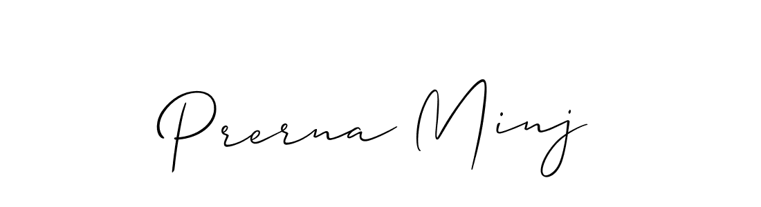 How to make Prerna Minj name signature. Use Allison_Script style for creating short signs online. This is the latest handwritten sign. Prerna Minj signature style 2 images and pictures png