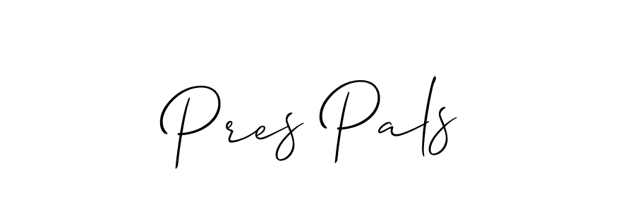 The best way (Allison_Script) to make a short signature is to pick only two or three words in your name. The name Pres Pals include a total of six letters. For converting this name. Pres Pals signature style 2 images and pictures png