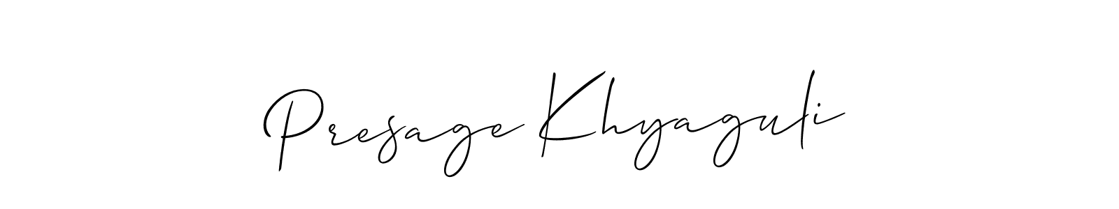 Also You can easily find your signature by using the search form. We will create Presage Khyaguli name handwritten signature images for you free of cost using Allison_Script sign style. Presage Khyaguli signature style 2 images and pictures png