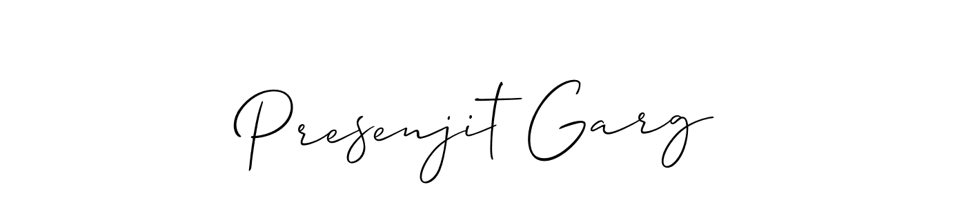 The best way (Allison_Script) to make a short signature is to pick only two or three words in your name. The name Presenjit Garg include a total of six letters. For converting this name. Presenjit Garg signature style 2 images and pictures png