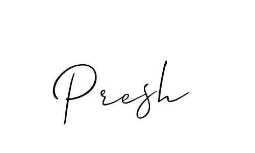 Design your own signature with our free online signature maker. With this signature software, you can create a handwritten (Allison_Script) signature for name Presh. Presh signature style 2 images and pictures png