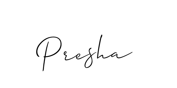 Also we have Presha name is the best signature style. Create professional handwritten signature collection using Allison_Script autograph style. Presha signature style 2 images and pictures png