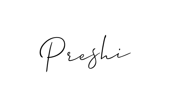 if you are searching for the best signature style for your name Preshi. so please give up your signature search. here we have designed multiple signature styles  using Allison_Script. Preshi signature style 2 images and pictures png