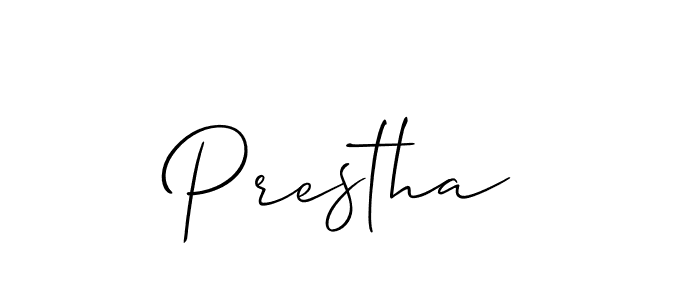 Design your own signature with our free online signature maker. With this signature software, you can create a handwritten (Allison_Script) signature for name Prestha. Prestha signature style 2 images and pictures png