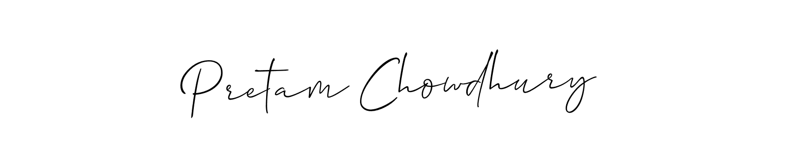 Allison_Script is a professional signature style that is perfect for those who want to add a touch of class to their signature. It is also a great choice for those who want to make their signature more unique. Get Pretam Chowdhury name to fancy signature for free. Pretam Chowdhury signature style 2 images and pictures png