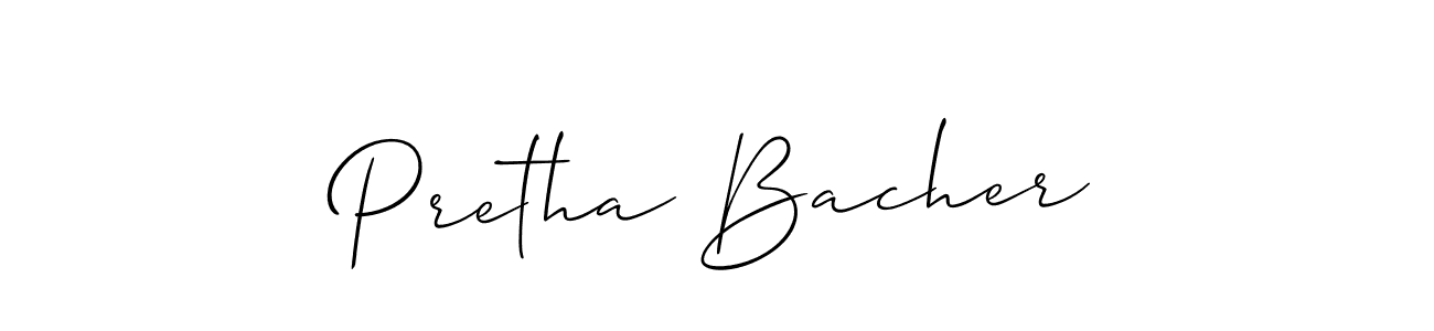 How to make Pretha Bacher name signature. Use Allison_Script style for creating short signs online. This is the latest handwritten sign. Pretha Bacher signature style 2 images and pictures png