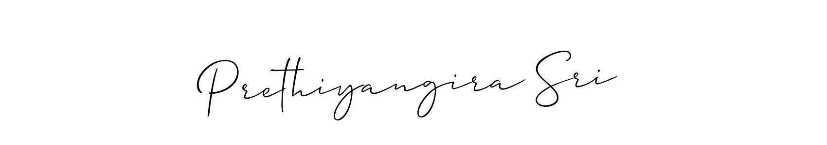 How to make Prethiyangira Sri signature? Allison_Script is a professional autograph style. Create handwritten signature for Prethiyangira Sri name. Prethiyangira Sri signature style 2 images and pictures png