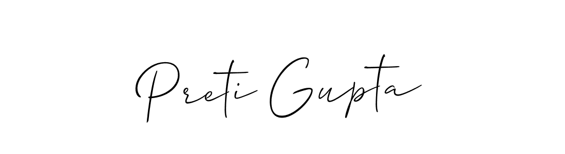 The best way (Allison_Script) to make a short signature is to pick only two or three words in your name. The name Preti Gupta include a total of six letters. For converting this name. Preti Gupta signature style 2 images and pictures png