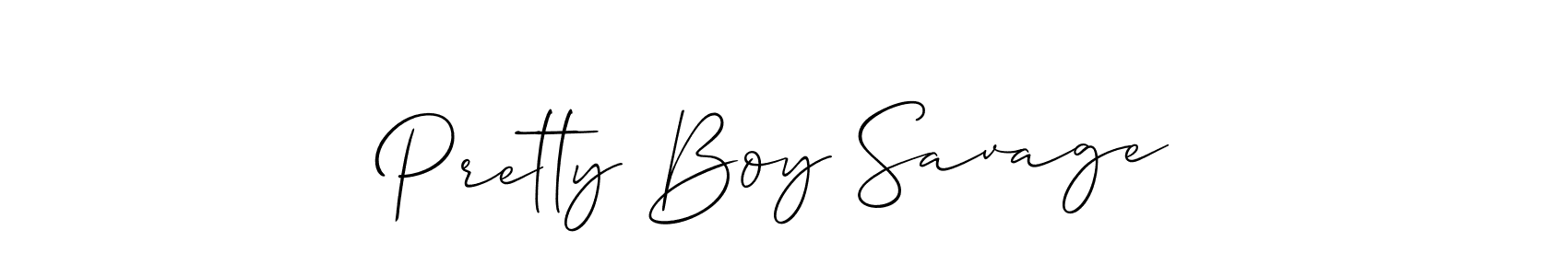 You should practise on your own different ways (Allison_Script) to write your name (Pretty Boy Savage) in signature. don't let someone else do it for you. Pretty Boy Savage signature style 2 images and pictures png