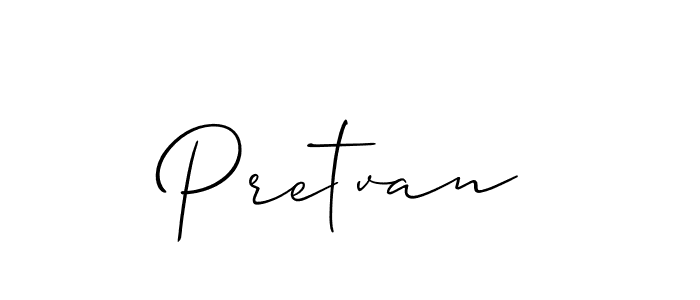 Make a beautiful signature design for name Pretvan. With this signature (Allison_Script) style, you can create a handwritten signature for free. Pretvan signature style 2 images and pictures png