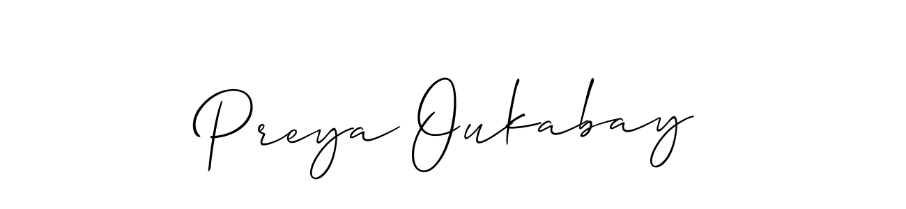 Make a beautiful signature design for name Preya Oukabay. Use this online signature maker to create a handwritten signature for free. Preya Oukabay signature style 2 images and pictures png