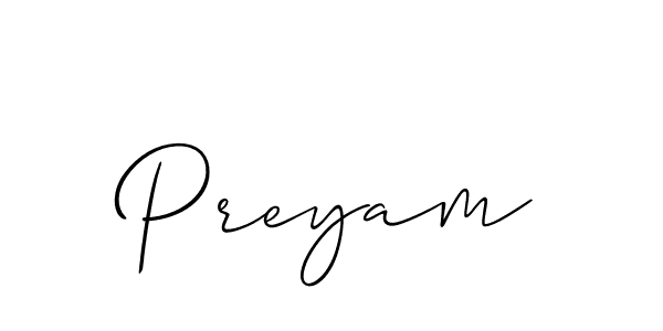 Also we have Preyam name is the best signature style. Create professional handwritten signature collection using Allison_Script autograph style. Preyam signature style 2 images and pictures png
