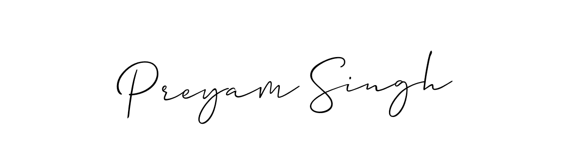 Also we have Preyam Singh name is the best signature style. Create professional handwritten signature collection using Allison_Script autograph style. Preyam Singh signature style 2 images and pictures png