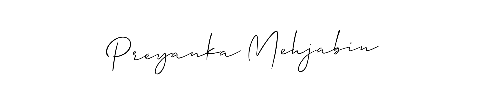 How to make Preyanka Mehjabin signature? Allison_Script is a professional autograph style. Create handwritten signature for Preyanka Mehjabin name. Preyanka Mehjabin signature style 2 images and pictures png