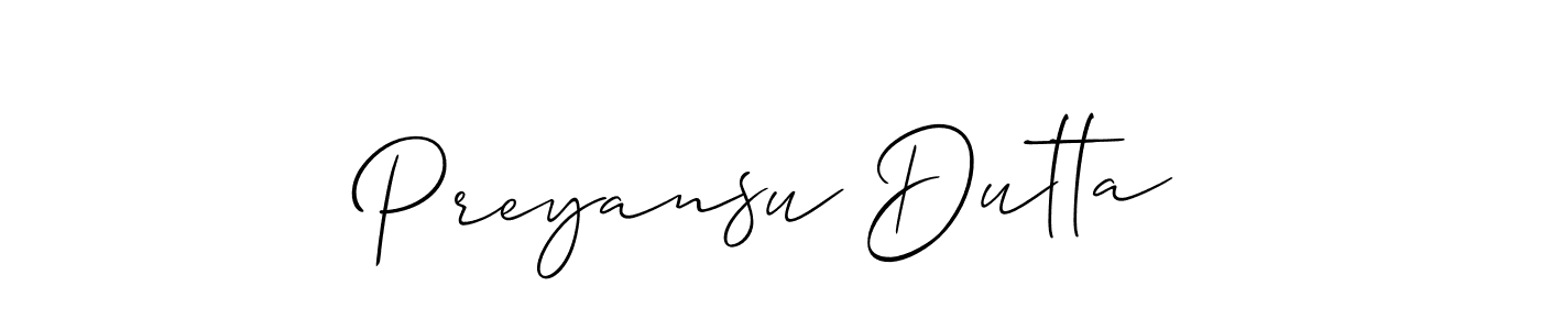 Make a beautiful signature design for name Preyansu Dutta. With this signature (Allison_Script) style, you can create a handwritten signature for free. Preyansu Dutta signature style 2 images and pictures png