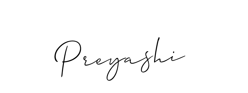 Use a signature maker to create a handwritten signature online. With this signature software, you can design (Allison_Script) your own signature for name Preyashi. Preyashi signature style 2 images and pictures png